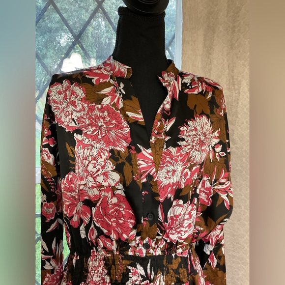 ZARA Printed Floral Long Sleeve Mini Dress Size S Authentic! - Picture 5 of 12